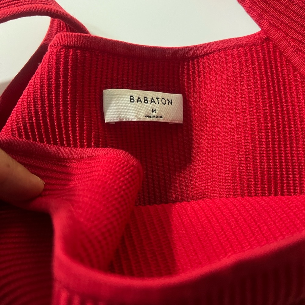 Babaton Red Ribbed Crop Top - Picture 3 of 3